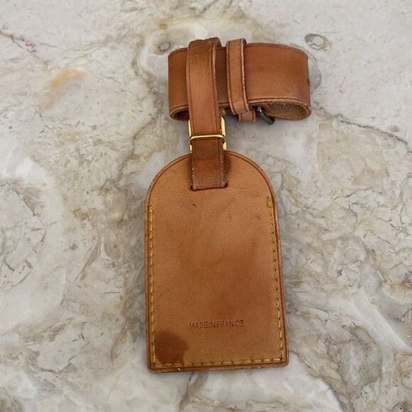 Vintage Louis Vuitton Vachetta Leather Luggage Tag & Poignet - Picture 2 of 10